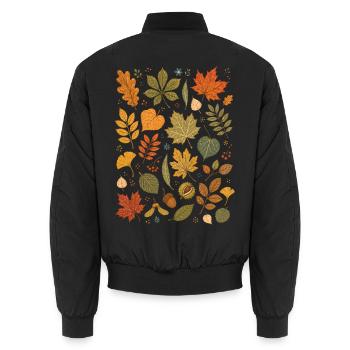 Herbstblätter | Natur & Wald - Unisex Bomberjacke - Schwarz - Hinten - AI Model Male 185 light (185cm)