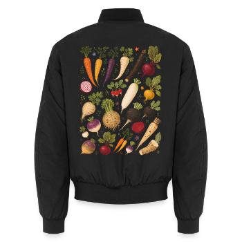Wurzelgemüse | Garten & Ernte - Unisex Bomberjacke - Schwarz - Hinten - AI Model Male 185 light (185cm)