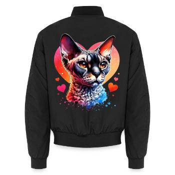 Devon Rex - Unisex Bomberjacke - Schwarz - Hinten - AI Model Male 185 light (185cm)