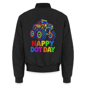 Happy Dot Day Monster Truck - Unisex Bomberjacke - Schwarz - Hinten - AI Model Male 185 light (185cm)