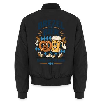 Brezel und Bier Dafür bin ich hier, bayerisch fest - Unisex Bomberjacke - Schwarz - Hinten - AI Model Male 185 light (185cm)