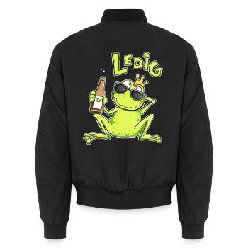 Ledig Frosch | Single Spruch Lustiges Geschenk - Unisex Bomberjacke - Schwarz - Hinten - AI Model Male 185 light (185cm)