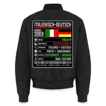 Deutschitaliener - zwischen zwei Kulturen 200x - Unisex Bomberjacke - Schwarz - Hinten - AI Model Male 185 light (185cm)