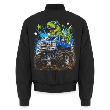 Dino Monster Truck Abenteuer - Unisex Bomberjacke - Schwarz - Hinten - AI Model Male 185 light (185cm)