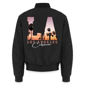 Los Angeles Sunset Palms  - Unisex Bomberjacke - Schwarz - Hinten - AI Model Male 185 light (185cm)