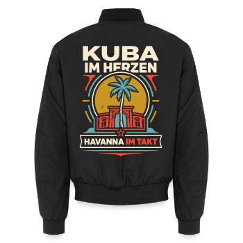 Kuba im Herzen Havanna im Takt - Unisex Bomberjacke - Schwarz - Hinten - AI Model Male 185 light (185cm)