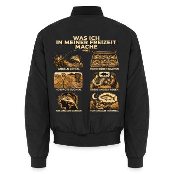 Was ich in meiner Freizeit mache - Unisex Bomberjacke - Schwarz - Hinten - AI Model Male 185 light (185cm)