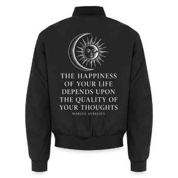 Qualität der Gedanken - Unisex Bomberjacke - Schwarz - Hinten - AI Model Male 185 light (185cm)