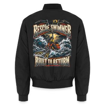 Rettungsschwimmer Wasserrettung Built To Return - Unisex Bomberjacke - Schwarz - Hinten - AI Model Male 185 light (185cm)