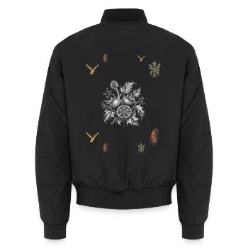 Frucht & Dornenzweig - Botanische Kunst - Unisex Bomberjacke - Schwarz - Hinten - AI Model Male 185 light (185cm)