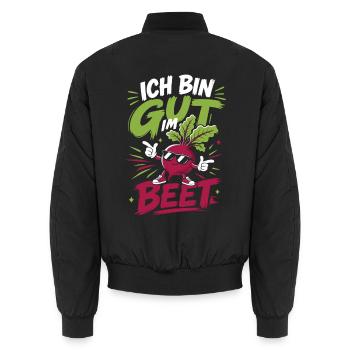 Ich bin gut im Beet Gärtner - Unisex Bomberjacke - Schwarz - Hinten - AI Model Male 185 light (185cm)