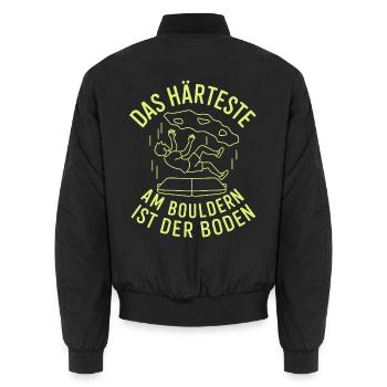 Härteste am Bouldern ist der Boden - Unisex Bomberjacke - Schwarz - Hinten - AI Model Male 185 light (185cm)