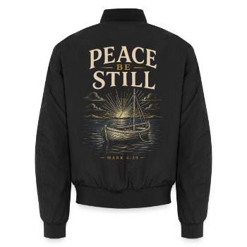 Frieden sei still, Boot - Unisex Bomberjacke - Schwarz - Hinten - AI Model Male 185 light (185cm)