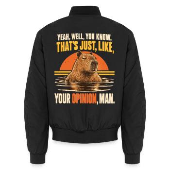 Capybara – Your Opinion Man | Sarkasmus - Unisex Bomberjacke - Schwarz - Hinten - AI Model Male 185 light (185cm)