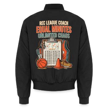 Rec-Liga Coach Gleiche Minuten Chaos - Unisex Bomberjacke - Schwarz - Hinten - AI Model Male 185 light (185cm)