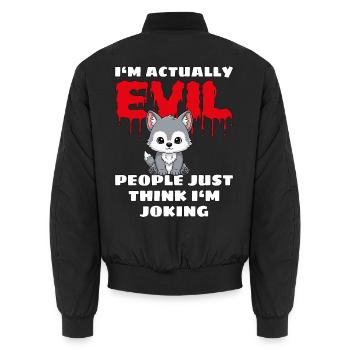 I'm Actually Evil Süßer Wolf Halloween Spruch - Unisex Bomberjacke - Schwarz - Hinten - AI Model Male 185 light (185cm)