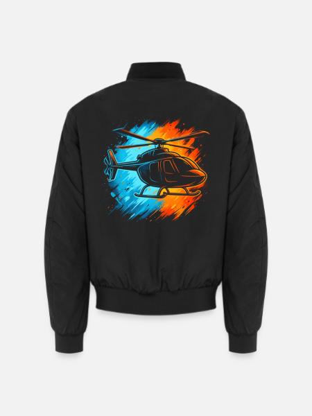 Hubschrauber Pilot Jungen Herren Helikopter Kinder - Unisex Bomberjacke - Schwarz
