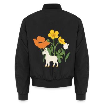 Tulpe · Blumen · Einhorn · Natur - Unisex Bomberjacke - Schwarz - Hinten - AI Model Male 185 light (185cm)