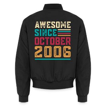 Vintage-T-Shirt zum 20-jährigen Jubiläum Oktober 2006 - Unisex Bomberjacke - Schwarz - Hinten - AI Model Male 185 light (185cm)