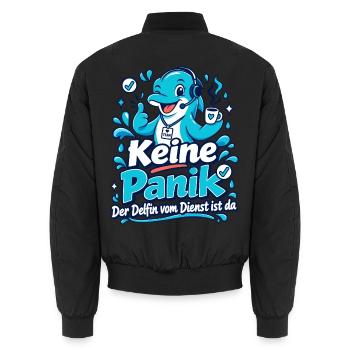Keine Panik – Der Delfin vom Dienst ist da - Unisex Bomberjacke - Schwarz - Hinten - AI Model Male 185 light (185cm)