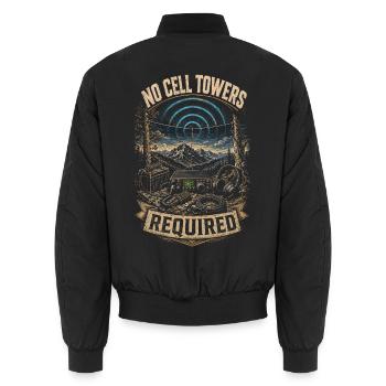 Amateurfunk Amateurfunker No Cell Towers Required - Unisex Bomberjacke - Schwarz - Hinten - AI Model Male 185 light (185cm)