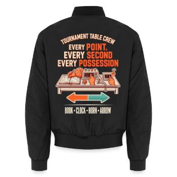 Jeder Punkt Jede Sekunde – Spielstatistik - Unisex Bomberjacke - Schwarz - Hinten - AI Model Male 185 light (185cm)