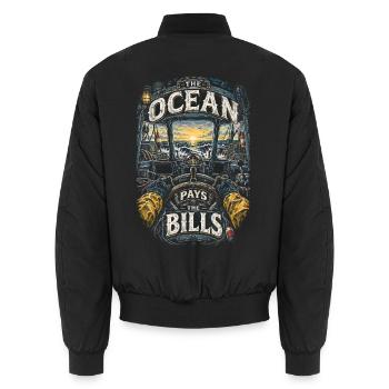 Hummerfänger The Ocean Pays The Bills - Unisex Bomberjacke - Schwarz - Hinten - AI Model Male 185 light (185cm)