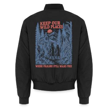 Bigfoot Kryptiden Waldgeister Folklore Outdoor - Unisex Bomberjacke - Schwarz - Hinten - AI Model Male 185 light (185cm)