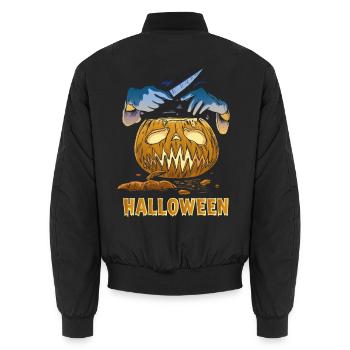 Geschnitzter Kürbisraub Halloween - Unisex Bomberjacke - Schwarz - Hinten - AI Model Male 185 light (185cm)