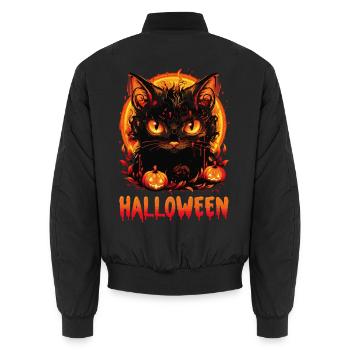 Halloween-Katze und Jackolanterns - Unisex Bomberjacke - Schwarz - Hinten - AI Model Male 185 light (185cm)