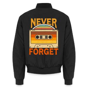 Vergiss nie die Vintage Retro Audiokassette - Unisex Bomberjacke - Schwarz - Hinten - AI Model Male 185 light (185cm)