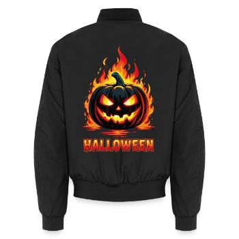 Inferno Kürbis Kürbis-Laterne - Unisex Bomberjacke - Schwarz - Hinten - AI Model Male 185 light (185cm)