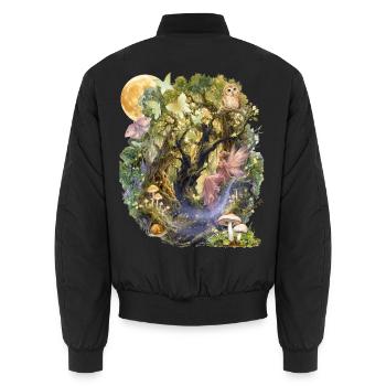 Mondlicht-Fee im Waldtraum - Unisex Bomberjacke - Schwarz - Hinten - AI Model Male 185 light (185cm)