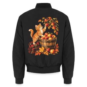 Katzenapfelpflücken Vintage Herbst-Obstgartenernte - Unisex Bomberjacke - Schwarz - Hinten - AI Model Male 185 light (185cm)
