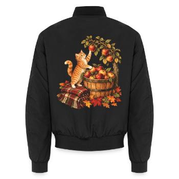 Katzenapfelpflücken Vintage Herbst-Obstgartenernte - Unisex Bomberjacke - Schwarz - Hinten - AI Model Male 185 light (185cm)