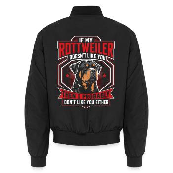 Rottweiler Hundepapa Lustig Spruch - Unisex Bomberjacke - Schwarz - Hinten - AI Model Male 185 light (185cm)