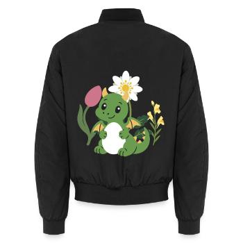 Pflanzenliebhaber · Geschenkidee · Drache mit Ei - Unisex Bomberjacke - Schwarz - Hinten - AI Model Male 185 light (185cm)