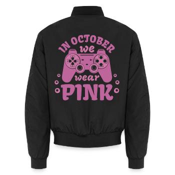 Octobre Rose Gaming Wear Pink October Gamer Krebs - Unisex Bomberjacke - Schwarz - Hinten - AI Model Male 185 light (185cm)