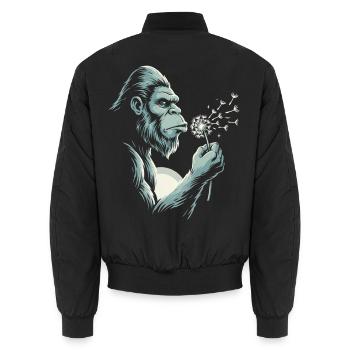 Nachdenklicher Gorilla-Löwenzahn-Liebhaber - Unisex Bomberjacke - Schwarz - Hinten - AI Model Male 185 light (185cm)