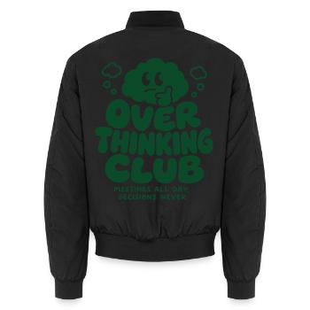 Over Thinking Club – Meetings All Day - Unisex Bomberjacke - Schwarz - Hinten - AI Model Male 185 light (185cm)
