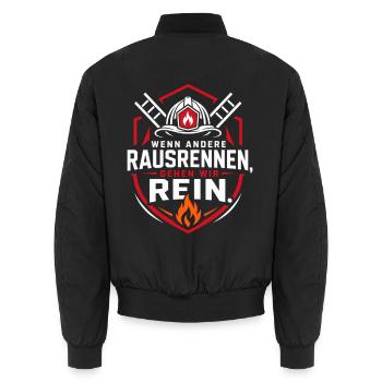 Feuerwehr  - Unisex Bomberjacke - Schwarz - Hinten - AI Model Male 185 light (185cm)