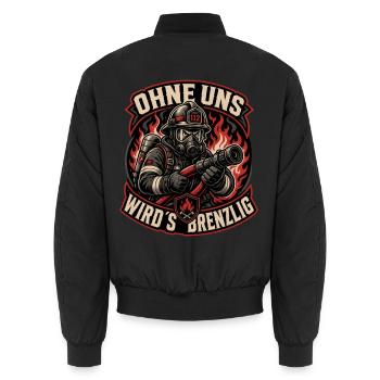 Feuerwehr - Unisex Bomberjacke - Schwarz - Hinten - AI Model Male 185 light (185cm)