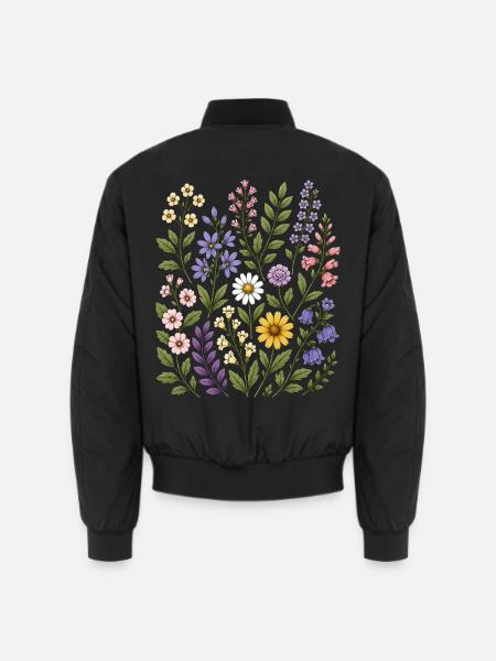 Pastel Wildflowers Daisy Bellflower - Unisex Bomberjacke - Schwarz