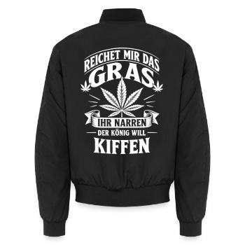 Reichet mir das Gras der König will kiffen - Unisex Bomberjacke - Schwarz - Hinten - AI Model Male 185 light (185cm)