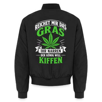 Reichet mir das Gras der König will kiffen - Unisex Bomberjacke - Schwarz - Hinten - AI Model Male 185 light (185cm)