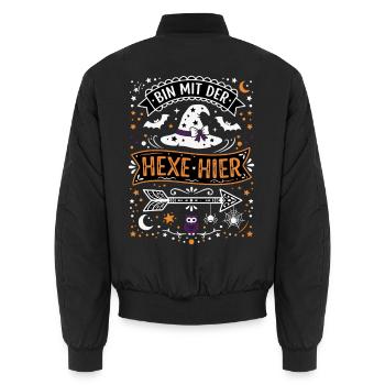 Trick or Treat | Bin Mit Der Hexe Hier | Halloween - Unisex Bomberjacke - Schwarz - Hinten - AI Model Male 185 light (185cm)