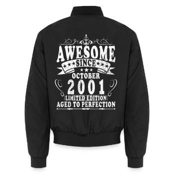 25. Geburtstag Geschenk Mann Original Oktober 2001 - Unisex Bomberjacke - Schwarz - Hinten - AI Model Male 185 light (185cm)