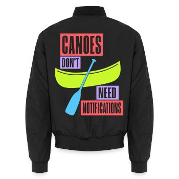 Kanu – Canoes Don't Need Notifications - Unisex Bomberjacke - Schwarz - Hinten - AI Model Male 185 light (185cm)