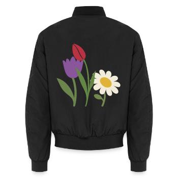 Tulpe · Natur · Pflanzenliebhaber - Unisex Bomberjacke - Schwarz - Hinten - AI Model Male 185 light (185cm)