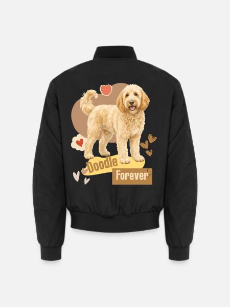 Doodle Hund Forever Herzchen - Unisex Bomberjacke - Schwarz